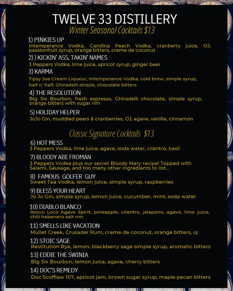 Winter 2025/2026 Cocktail Menu
